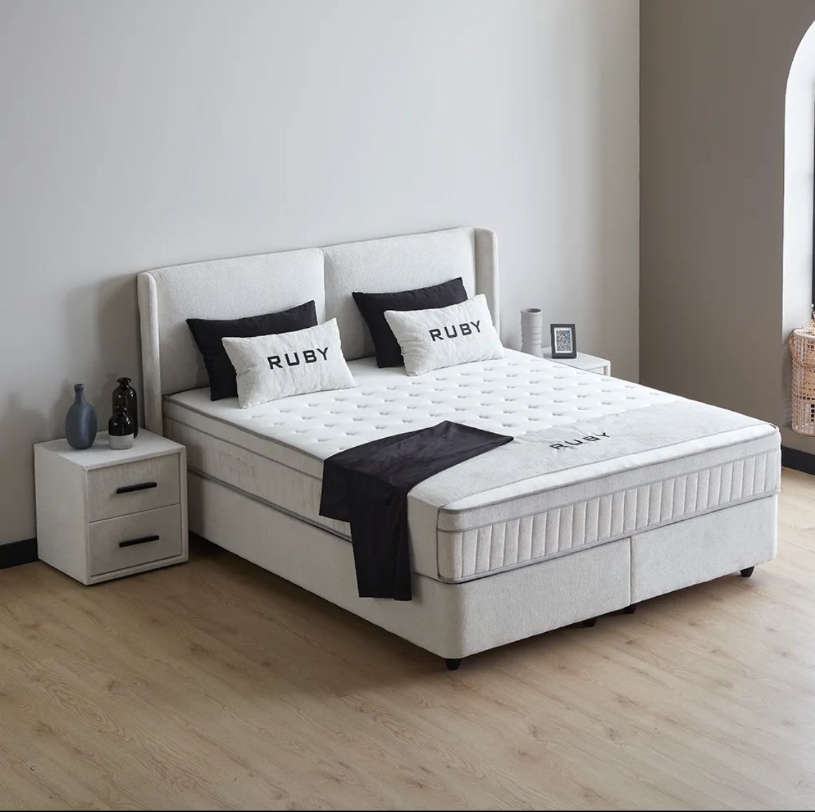 Boxspring Ruby met Opbergruimte – Wit
