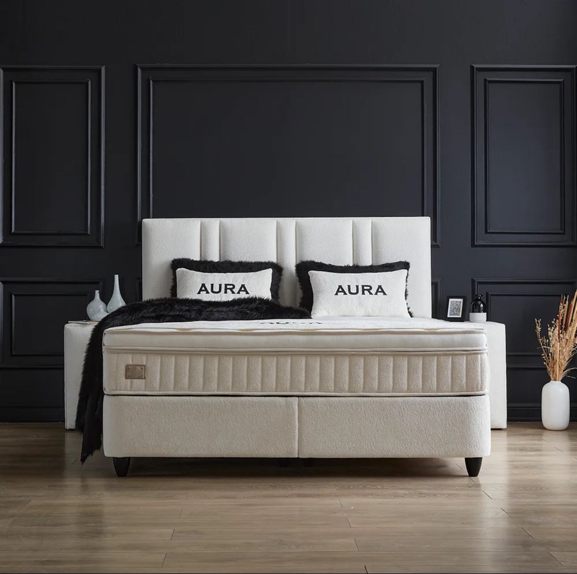 Boxspring Aura met Opbergruimte – Wit