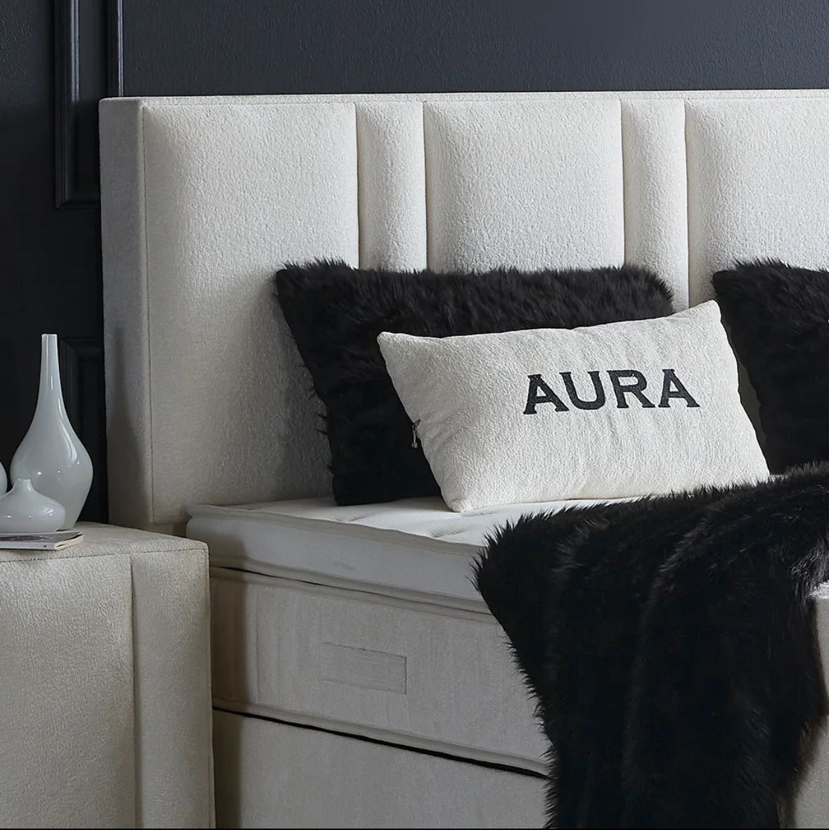 Boxspring Aura met Opbergruimte – Wit