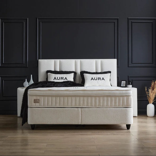 Boxspring Aura met Opbergruimte – Wit