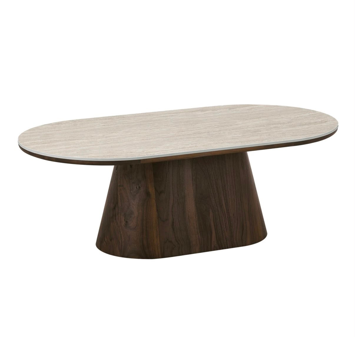 Salontafel - Japandi walnut kermisch ovaal 130cm