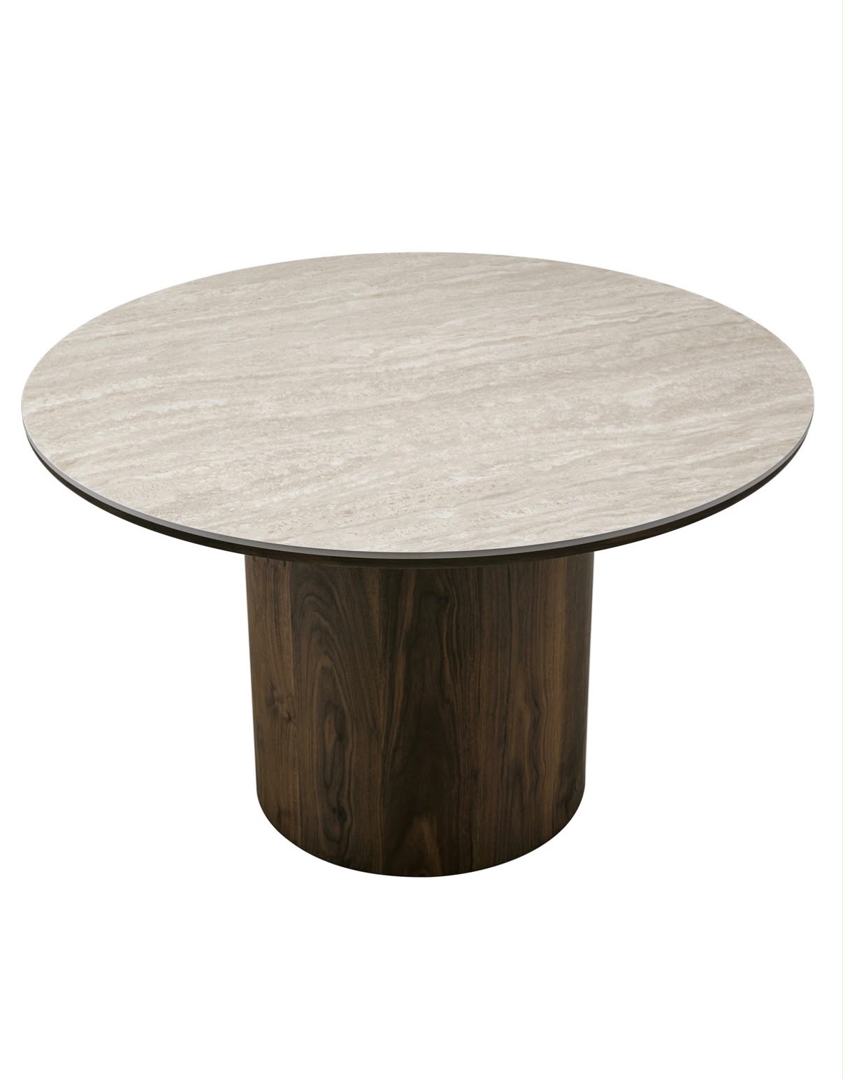 Eettafel - Japandi walnut keramisch rond 120cm