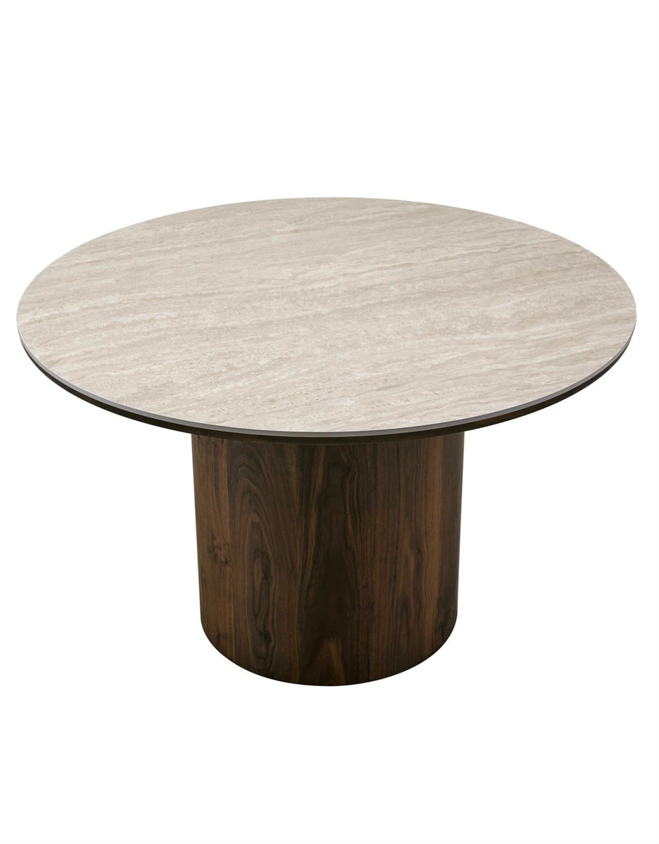 Eettafel - Japandi walnut keramisch rond 120cm
