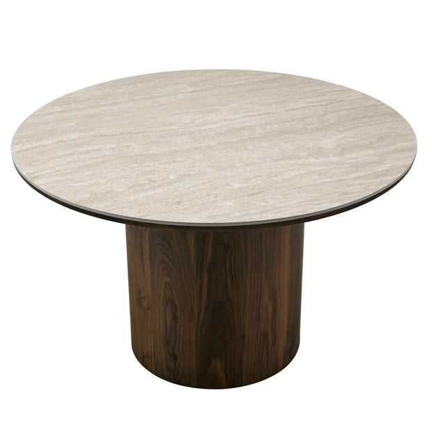 Eettafel - Japandi walnut keramisch rond 120cm