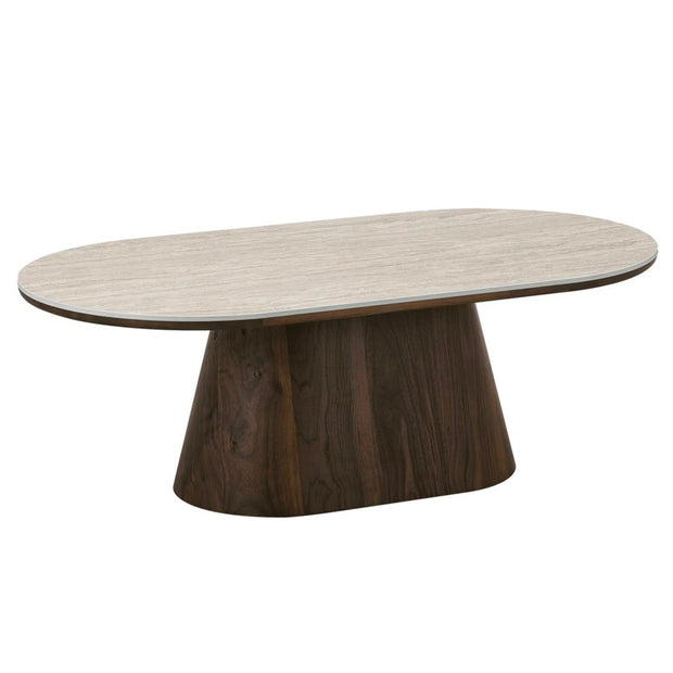 Salontafel - Japandi walnut kermisch ovaal 130cm