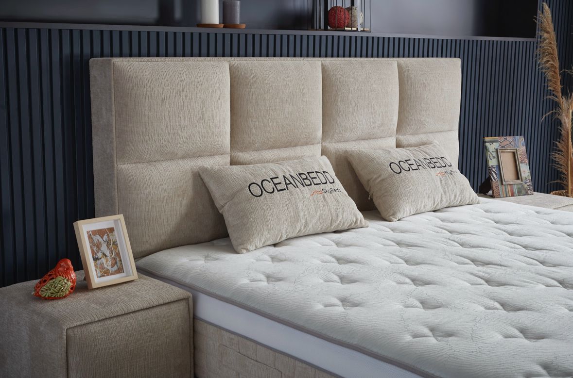 Boxspring Ocean met Opbergruimte – Beige / Zand