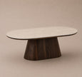 Salontafel - Japandi walnut kermisch ovaal 130cm