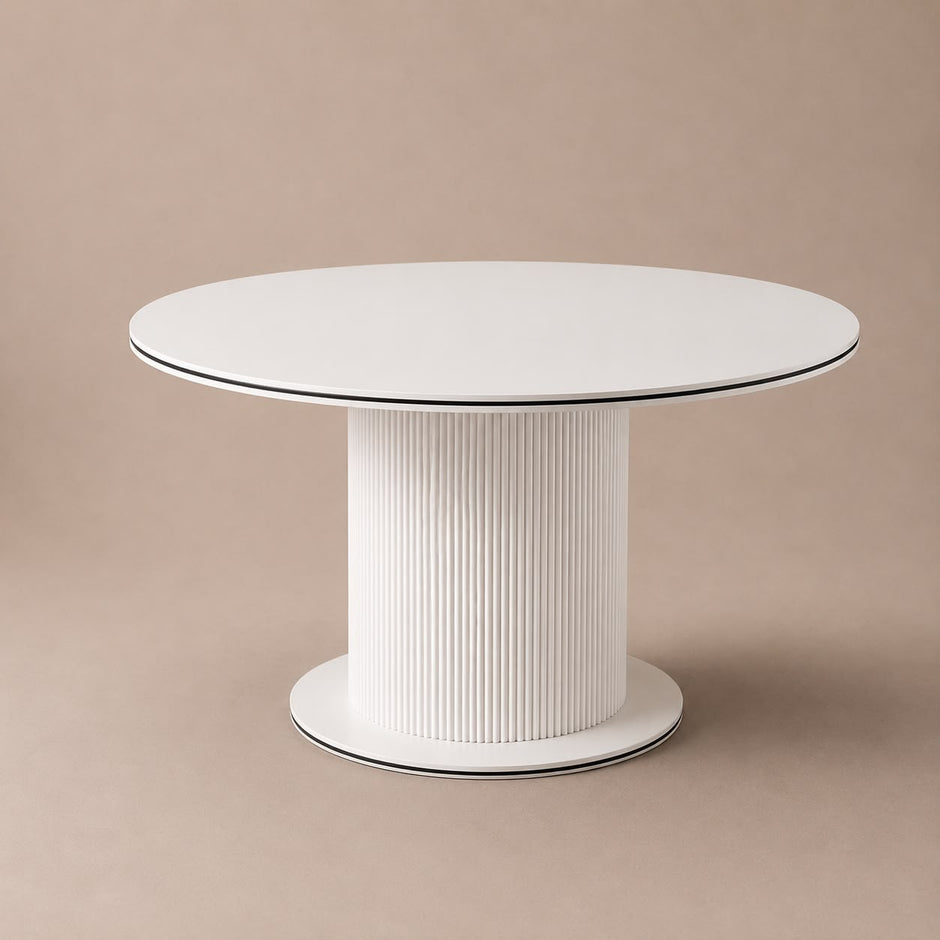 Eettafel Ocean - Rond – Marmerlook met Ribbels (Ø130cm)