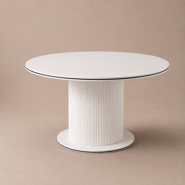 Eettafel Ocean - Rond – Marmerlook met Ribbels (Ø130cm)