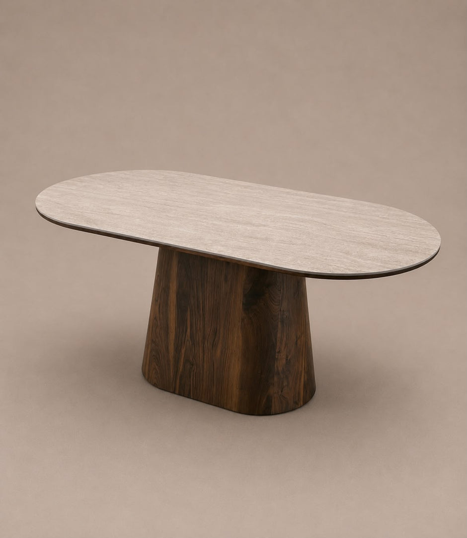 Eettafel - Japandi walnut keramisch 180cm