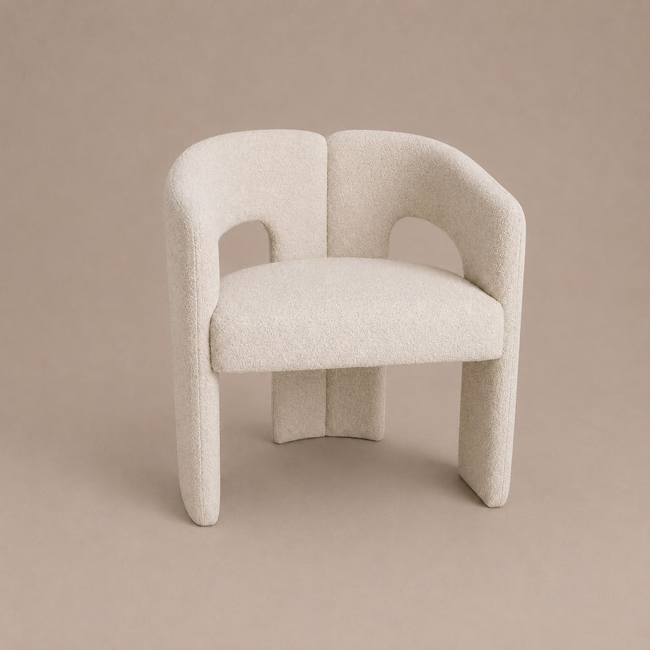 Eetkamerstoel Baroni – Japandi Design in Zachte Teddy Stof