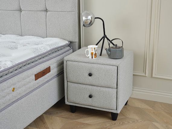 Boxspring Begonya met Opbergruimte – Lichtgrijs