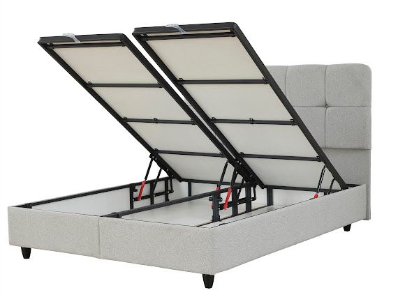 Boxspring Begonya met Opbergruimte – Lichtgrijs