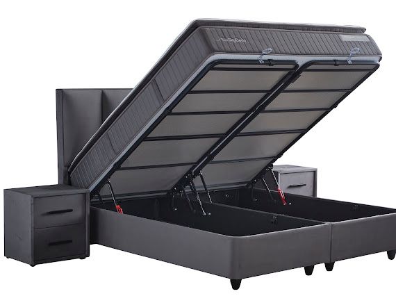 Boxspring Birdy met Opbergruimte – Antraciet / Grijs