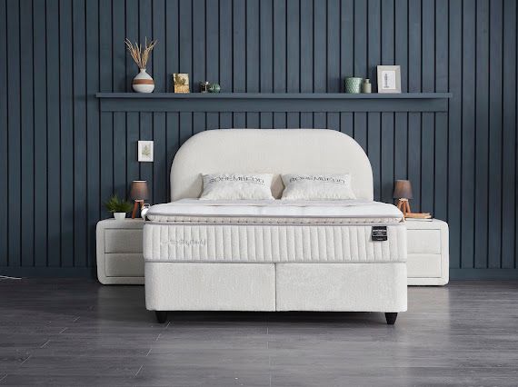 Boxspring Bohem met Opbergruimte – Teddy Bouclé Crème