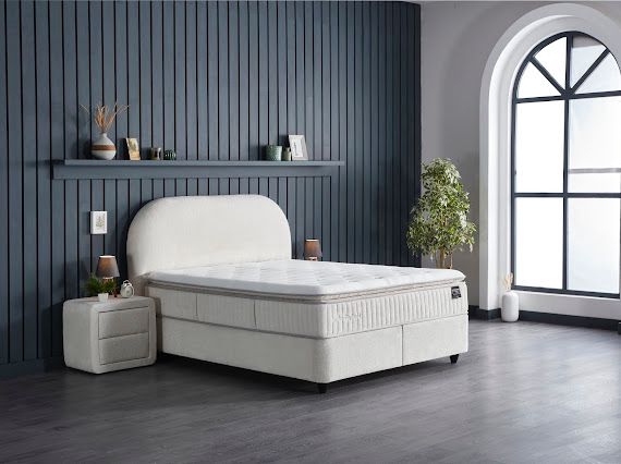 Boxspring Bohem met Opbergruimte – Teddy Bouclé Crème