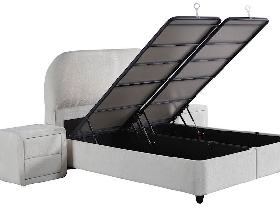 Boxspring Bohem met Opbergruimte – Teddy Bouclé Crème