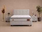 Boxspring Begonya met Opbergruimte – Lichtgrijs