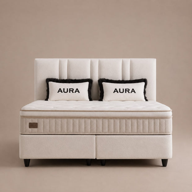 Boxspring Aura met Opbergruimte – Wit
