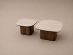 Salontafel - Japandi walnut keramisch 2 delig