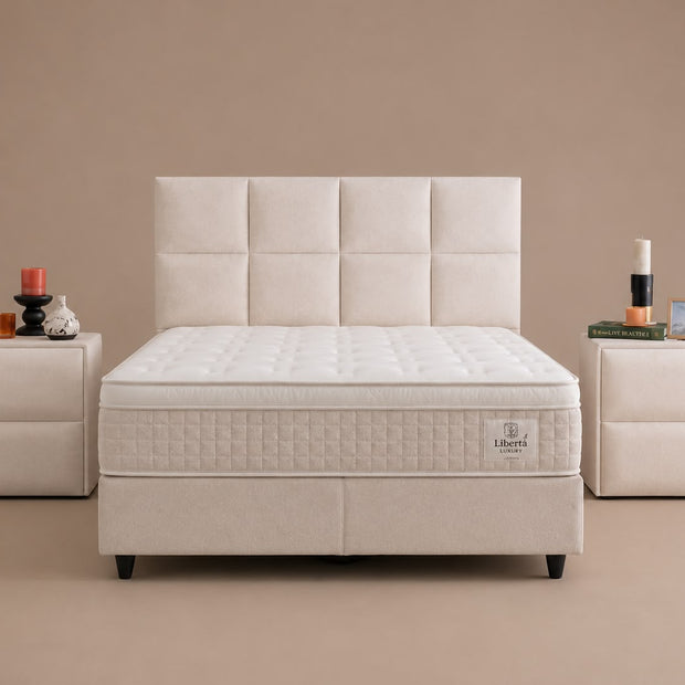 Boxspring Amore met Opbergruimte – Crème / Wit
