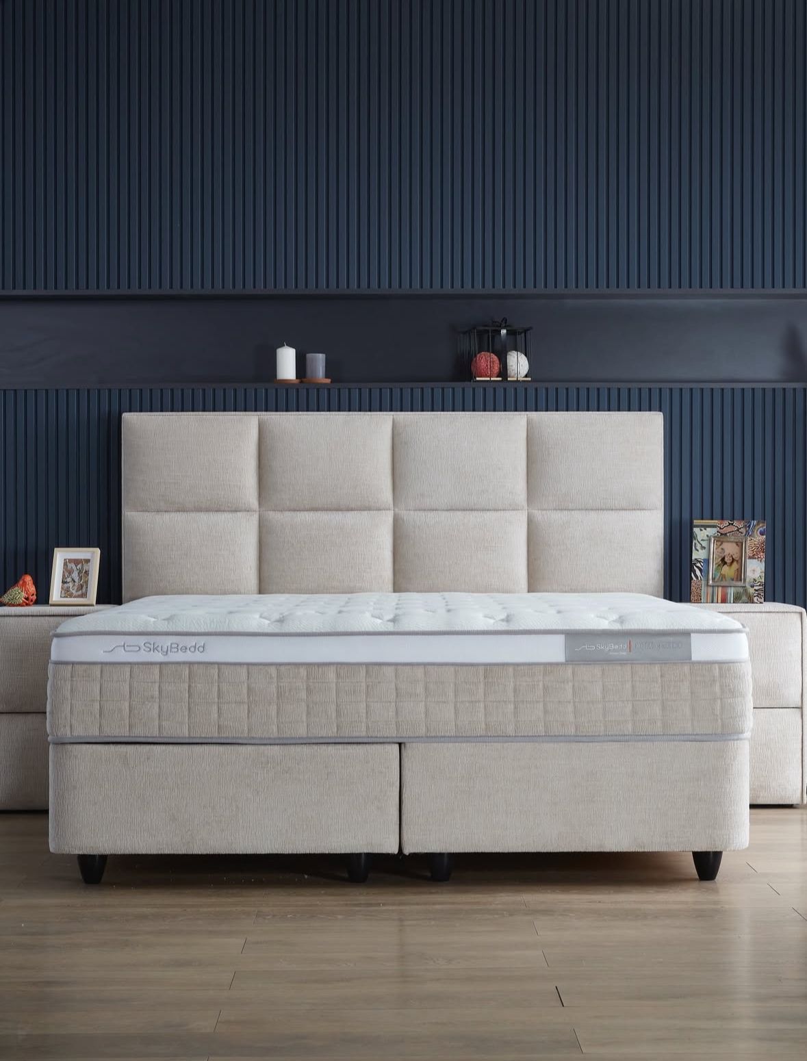 Boxspring Ocean met Opbergruimte – Beige / Zand