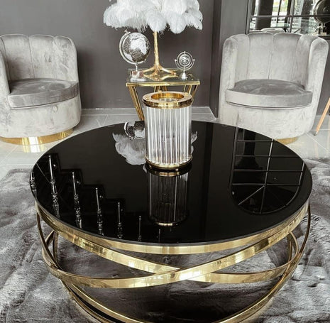 Salontafel - Calvin - Zwart Goud Glas - Starhomes