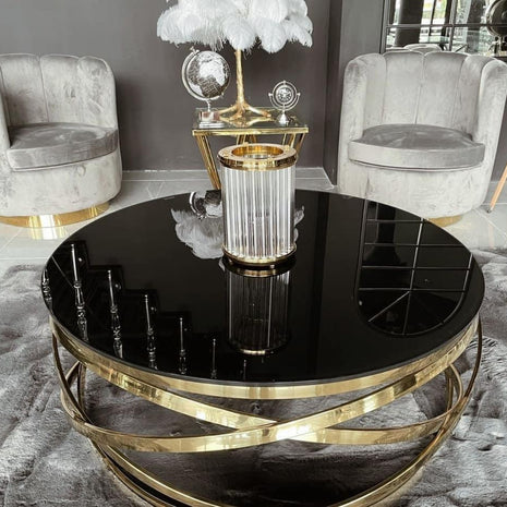Salontafel - Calvin - Zwart Goud Glas - Starhomes